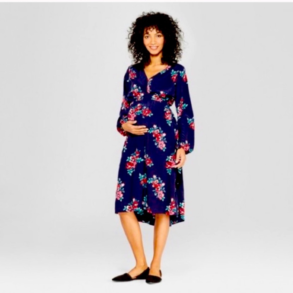 Isabel Maternity navy floral dress